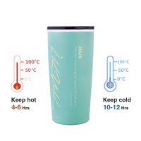IKUK IKTV-600 20Oz/600Ml Bouteille isotherme à double paroi en acier inoxydable avec revêtement en porcelaine, couvercle coulissant magnétique, compatible eau bouillante