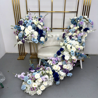 Rangkaian Bunga Artifisial Biru Putih, Mawar Sutra, Hydrangea, Dekorasi Meja Pernikahan, Centerpiece, Gapura, Jalan Menuju Pelaminan, Latar Belakang