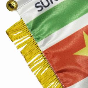 Custom SURINAME Satin Pennant Flag Car Mini Flag <b>Banner</b> with Yellow Tassels - Product Image 5