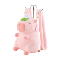 Sac à dos en peluche personnalisable ODM en forme de capybara, jouet amusant en forme de hamburger, maille lavée, cadeau de vacances personnalisé pour enfants