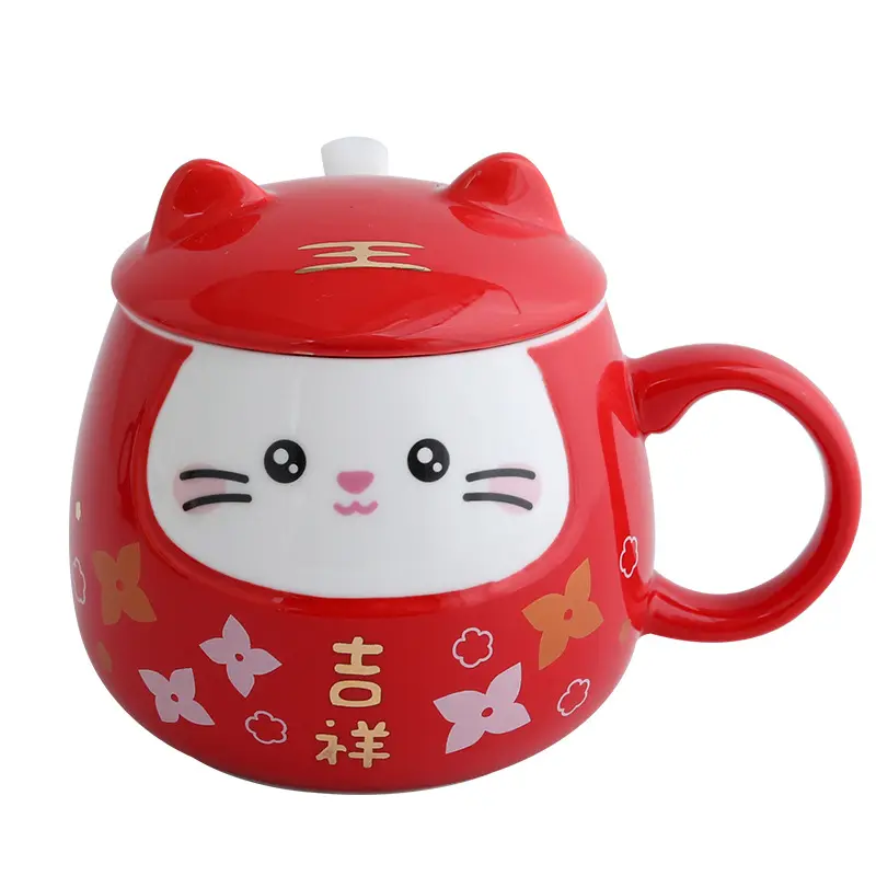 Tazza da caffè in ceramica giapponese tazza da gatto tazza carina con coperchio tazza creativa tazza d'acqua colazione latte caffè ufficio coppia