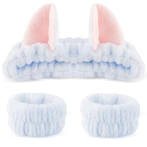 Juego de 3 Diademas y Muñequeras de Spa con Orejas de Animales, Diademas Suaves y Elásticas para Lavar la Cara, Cuidado de la Piel y Maquillaje para Niñas - Product Image 2