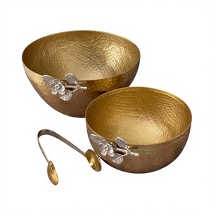 Juego de Tazones para Servir Comida de Estilo Contemporáneo con Diseño de Flores Plateadas, Tazón de Ensalada de Lujo, Decoración para Bodas, Exhibición de Mesa - Product Image 1