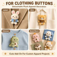Figurine en peluche personnalisée avec détails de boutons, visage brodé, poupée mascotte douce pour la vente en gros de produits IP OEM