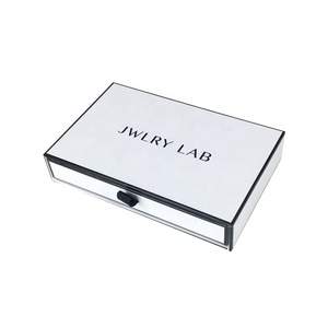 Simple Drawer Cardboard Jewelry Gift Box with Silk <b>Pouch</b> 2021 Custom Logo White Customized Accept CN;GUA Corrugated Board - Product Image 4