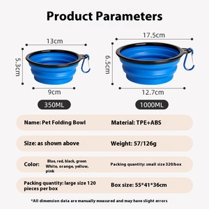 Conteneur pliable pour nourriture et eau pour animaux de compagnie en silicone écologique, bol de voyage portable pour chien, bol à boire rétractable pour animaux de compagnie en plein air - Product Image 6