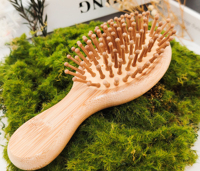 Peigne démêlant portable mini pour massage du cuir chevelu, en bambou, avec poils de sanglier noirs et coussin d'air, pour usage domestique