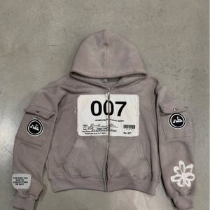 Sudadera con Capucha Personalizada de Estilo Vintage, 100% Algodón, con Apliques Bordados y Diseño Desgastado para Hombre - Product Image 1