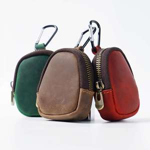 Coin <b>Purse</b> With Keychain Crazy Horse Leather <b>Small</b> Wallet Zipper Shell Bluetooth Earphone Key Bag - Product Image 5