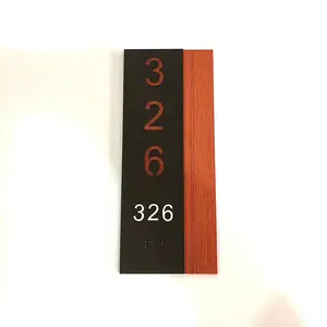 맞춤형 벽걸이 형 아크릴 호텔 번호판 실내 조명이없는 문 번호 표지판 보드