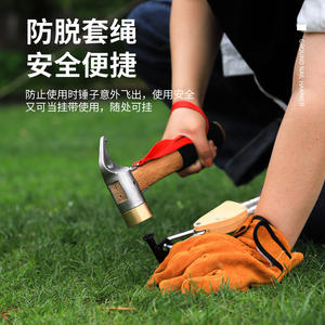 Marteau de randonnée en acier inoxydable avec manche en bois pour clous de tente de camping, utilisation toutes saisons - Product Image 5