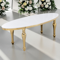 Table et chaise de restaurant scolaire de style moderne en acier inoxydable avec plateau en verre miroir ovale imperméable