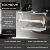 Étagère murale de cuisine escamotable à double niveau - Organiseur pliable en alliage d'aluminium