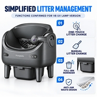 Bac à litière intelligent pour chat V8 4 kg ABS à ouverture supérieure avec nettoyage automatique, lumière UV amovible, nivellement du litière et contrôle des odeurs