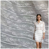 Tissu en polyester brodé léger et respirant, 148 cm, dentelle transparente non élastique pour chemise – Grande Vente