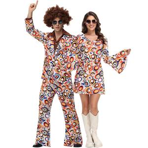 Nuevo Conjunto de Ropa Hippie de los 70, Disfraz Retro para Halloween, Vestido con Estampado Hip Hop para Parejas - Product Image 1
