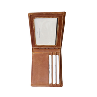 Dompet Kulit Sapi Asli Branded Vintage Pendek Tipis Mewah Desainer Bifold Unisex Grosir Logo Kustom