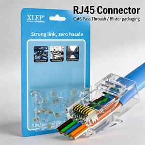 Conector Modular RJ45 Cat6 Transparente de Alta Calidad XL-560B, Conector de Paso de 8 Pines, Conector <span class=keywords><strong>Ethernet</strong></span> UTP para Redes - Product Image 1