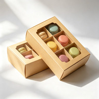 Boîte à macarons rectangulaire en papier kraft recyclable, emballage de boulangerie, emballage jetable pour beignets et macarons, boîtes en papier kraft