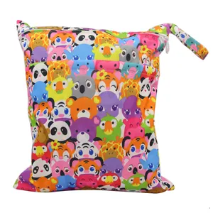 Diaper Wet Bags Ohbabyka Two Pockets Printed Cloth Wetbag for Baby Polyester More Than 400 Pcs to Choose Wet Bags Waterproof PUL
