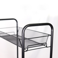 Chariot de rangement de cuisine moderne à trois niveaux en fer, avec paniers en maille et poignée, multifonctionnel et roulant, pour salle de bain
