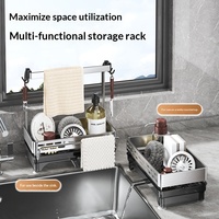 Égouttoir à torchons vertical en acier inoxydable 304, non pliable, avec panier d'égouttage, rangement pour robinet, étanche et anti-humidité, sans perçage