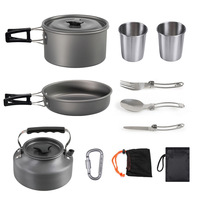 Peralatan Masak Aluminium Alloy untuk Camping Outdoor, Set Lengkap Panci, Wajan, dan Teko SYNC-C03-DS-310, Perlengkapan Memasak Piknik Portabel