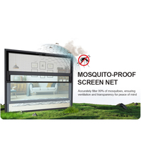 Ventana de elevación eléctrica de gran tamaño OUNA, doble vidrio templado, motor de aluminio, ventanas corredizas verticales inteligentes con pantalla de malla