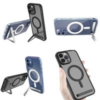 Casing Transparan Magnetik Tahan Lama dengan Penyangga untuk iPhone 15 14 13 12 Plus 11 16 Pro Max 17 Air, Grosir Barang Elektronik