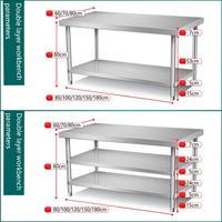Table de travail en acier inoxydable, table de préparation pour cuisine commerciale, rectangulaire avec étagère inférieure et pieds réglables pour restaurant, maison, café