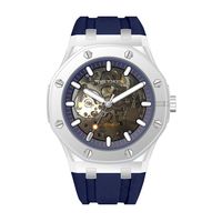 Reloj Mecánico de Lujo TIME TOKEN, Analógico, de Acero Inoxidable, Movimiento Automático, Diseño Esqueleto, Caja Transparente, Color Negro