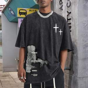 T-shirts graphiques décontractés d'été pour hommes personnalisés, style streetwear Y2K, coupe oversize, effet délavé, motif inspirant 3D - Product Image 2