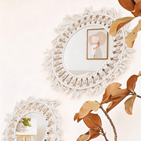 Miroir mural abstrait en macramé bohème, tapisserie en coton tissé à la main avec des perles, pour la décoration murale de la maison, respectueux de l'environnement