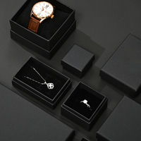 Boîte à bijoux créative en kraft noir, coffret rétro de bijoux pour montre, collier, bague, coffret cadeau de vacances, emballage, de style rétro, tendance,