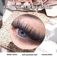Extensions de cils synthétiques préfabriquées faites à la main, courbure C, 15 mm de long, sans cruauté animale, CC DD LU, cils féeriques scintillants, mélange de pointes brillantes