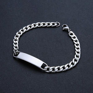 Pulsera grabada de acero inoxidable en blanco con barra de oro personalizada, pulseras de barra en blanco para hombres y mujeres, pulseras de eslabones de cadena - Product Image 4
