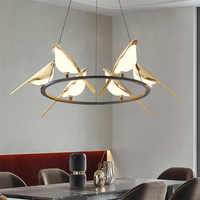 Nouveau Pigeon Lampe Led Lustre Éclairage Postmoderne 4 6 Lumières Creative Salon Salle À Manger Cuisine Luminaire Suspendu