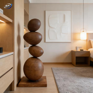 Sculpture en bois de luxe Art Déco, fabriquée à la main pour la décoration de salon, villa, hôtel et entrée, meubles décoratifs - Product Image 3