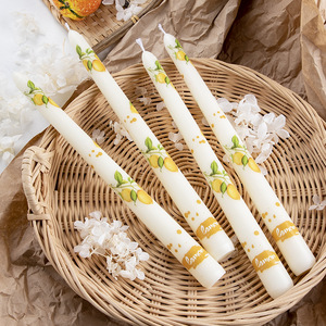 25Cm Luxurious Handmade Smokeless Long Pole Fruit Print <b>Candle</b> for Diwali Wedding Romantic Candlelight Dinner Household - Product Image 1