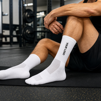 Chaussettes de sport professionnelles blanches à logo personnalisé, respirantes, en maille, avec soutien de la voûte plantaire et compression, pour la course à pied