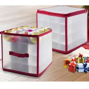 Offre Spéciale tissu pliable 64 ornements de vacances boîte de rangement de noël transparente avec fermeture éclair pour l'organisation de la maison - Product Image 1