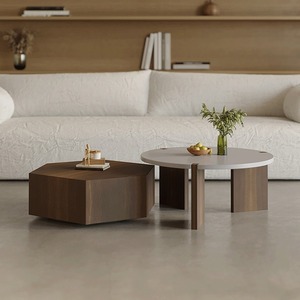Modern Round <strong>Pine</strong> Wood Eco-Friendly <strong>Coffee</strong> <strong>Table</strong> with Tempered Glass Top Storage Drawer for Living Room Furniture - Product Image 4
