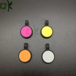 OKSILICONE 2cm Forma de círculo Silicona Perro Mascota Nombre ID Etiquetas Impresión Láser Perro Nombre Identificar para etiqueta de mascota antipérdida