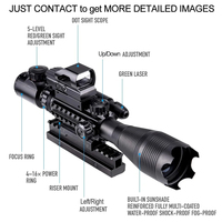 Portée d'usine Red Dot Laser Combo 4 en 1 Set avec portée éclairée 4-16x50, point vert/rouge, viseur laser vert, Riser