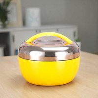 Edelstahl Runde Zweistöckige Umweltfreundliche BPA-Freie Tragbare Bento-Box mit Warmhaltefunktion für Erwachsene