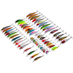 Juego de 56 Señuelos Artificiales Impresos para Pesca de Lubina en Lago, Señuelos de Plástico Duro para Pesca de Fondo con Anzuelos, Señuelos Artificiales de Pesca - Product Image 5