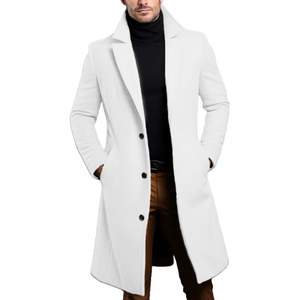 Veste coupe-vent pour <span class=keywords><strong>homme</strong></span> 2026, simple boutonnage, longueur longue, coupe ajustée, avec décoration boutonnée et col - Product Image 3