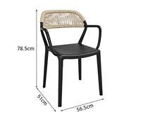 Ensemble de table et de chaises en aluminium blanc durable pour l'extérieur, avec chaises en rotin tressé |   Résistant aux intempéries pour les patios d'hôtels, de parcs et de villas