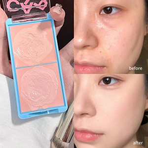 Two Color Cushion Foundation <b>Compact</b> Matte Finish Pore Covering Brightening Face Powder with Highlight for Daily <b>Makeup</b> - Product Image 2