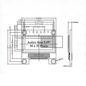 0.83" 4 พินบอร์ด PCB สีน้ำเงิน - โมดูลจอแสดงผล OLED แสงสีฟ้า SSD1306 ไดรเวอร์ 96x39 พิกเซล อินเทอร์เฟซ IIC หน้าจอ OLED สีฟ้า L1182 - Product Image 3